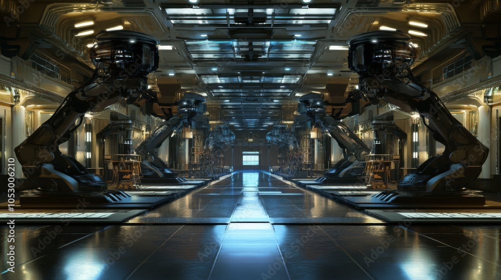 Aufkleber futuristic robotics lab with advanced technology