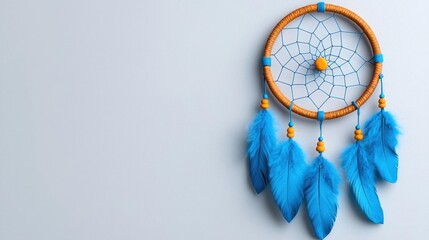 A photostock of a colorful dreamcatcher isolated on a white background, symbolizing spirituality.
