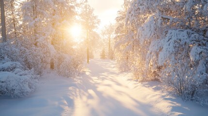 Modern Wonderland with Snowy Background and Bright Light