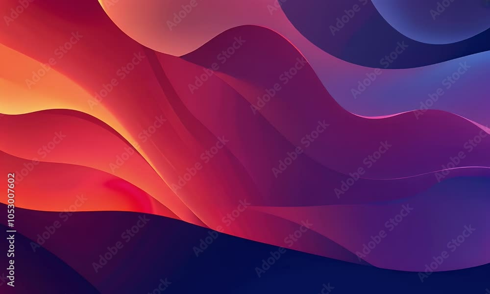 Poster a flat vector background design with curved lines and a red to blue gradient. it uses simple shapes 