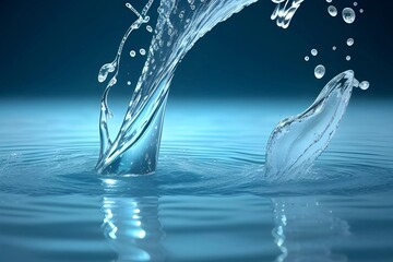 3D rendering of liquid water with dynamic movement, enhancing creative design elements