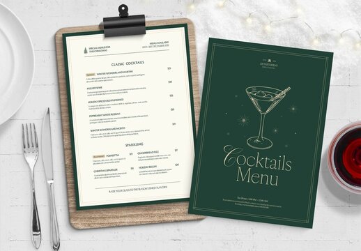 Christmas Cocktail Menu Template
