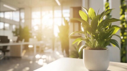 Bright Indoor Plant in Modern Office Environment