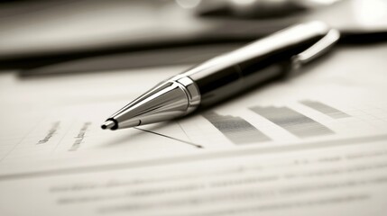 Business Analysis with Pen on Financial Document