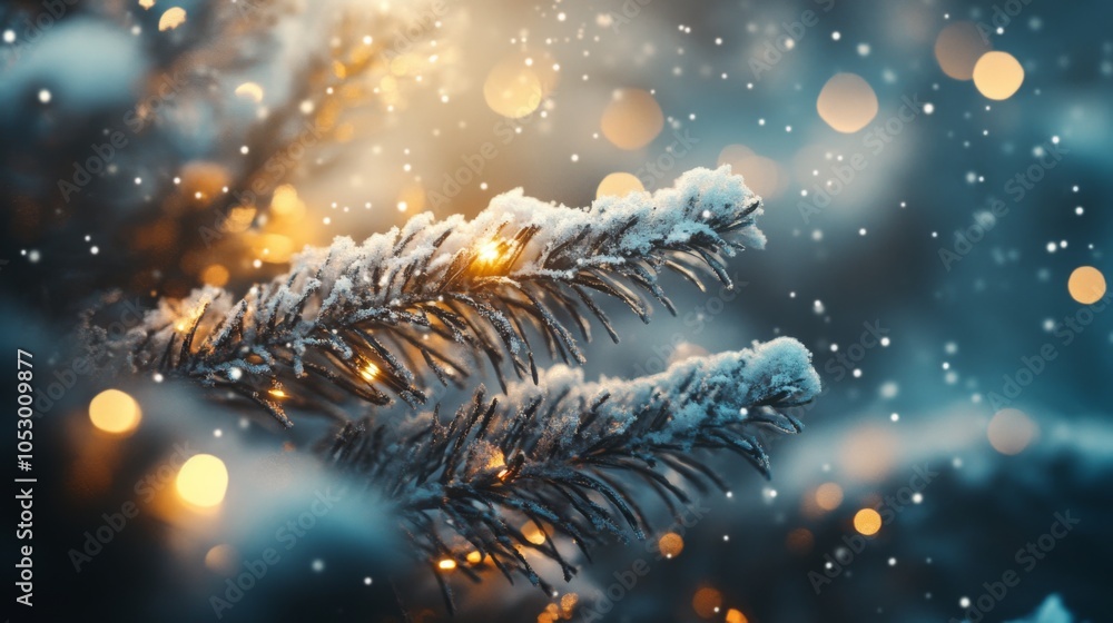 Poster soft snowy background with playful magic elements