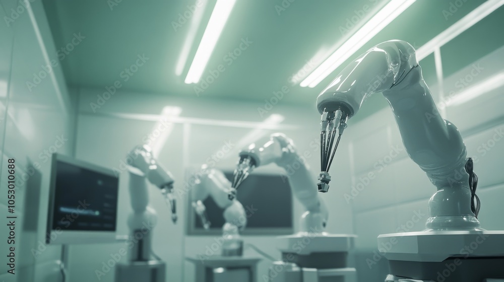 Poster automated robotic arms in a modern lab environment