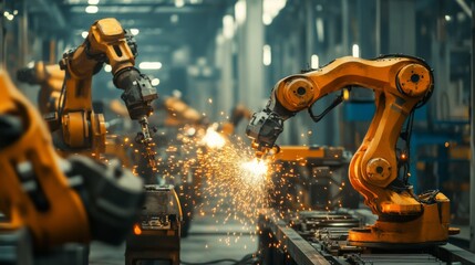 Industrial Robots Performing Automated Manufacturing Tasks