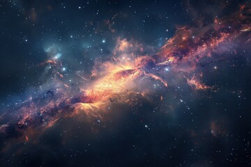 Glowing Nebula and Stars in the Cosmos