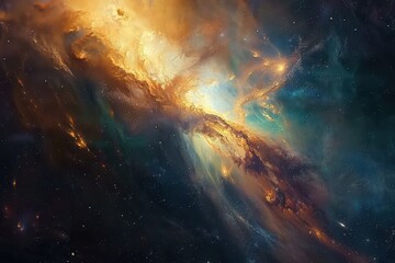 Glowing Nebula and Glimmering Stars in the Cosmos