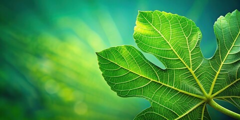 Description: Close-up of tropical green fig leaves creating an abstract background in macro shot