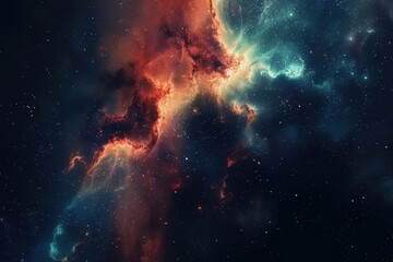 Colorful and detailed space nebula with bright stars in deep outer space
