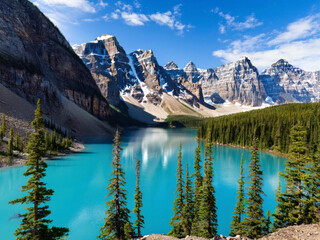 Blue calm lake in the mountains