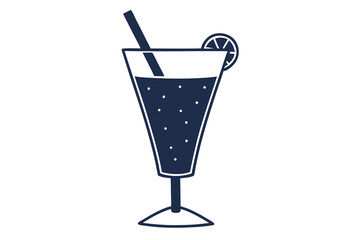 The iridescent cocktail in glass with a straw vector illustration 