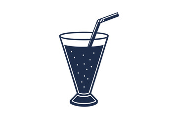 The iridescent cocktail in glass with a straw vector illustration 