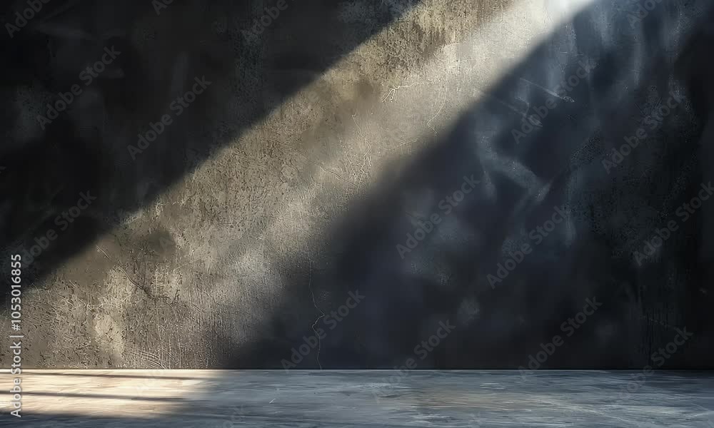 Poster abstract background with spotlight shining on grey wall, creating an empty space for product display