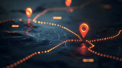 Glowing Pin on Abstract Map. Illustration background for presentation and wallpaper