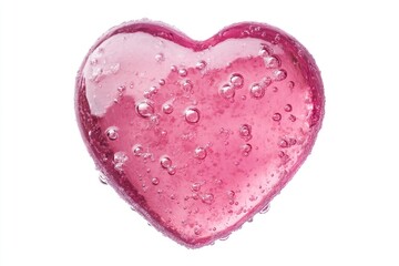 Obraz premium Pink serum gel in heart shape isolated on white background.