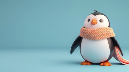 A cartoon penguin wearing a scarf.