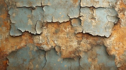 Obraz premium Cracked and Peeling Blue and Brown Paint on a Surface
