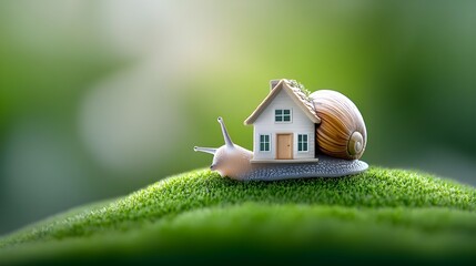 A cartoon-style illustration of a house surrounded by green grass under a clear sky, capturing a cozy summer landscape