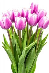 Fototapeta premium Pink Tulips Bouquet Isolated on White Background