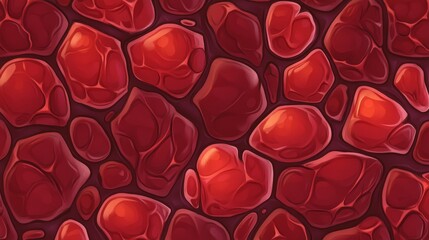 Seamless Red Organic Texture Background   Cartoon Style Human Body Inner Wall Pattern