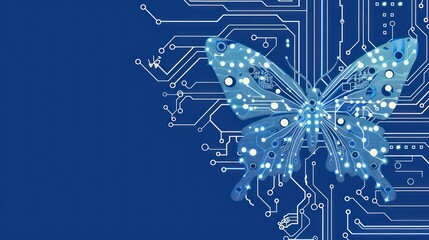 Obraz premium Digital Butterfly on a Circuit Board