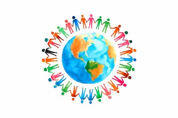 Naklejka premium Diverse Community Holding Hands Around the Globe
