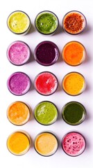 Naklejka premium Fresh fruit smoothies with assorted ingredients served in glass