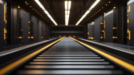 Futuristic Industrial Interior with Track and Lights