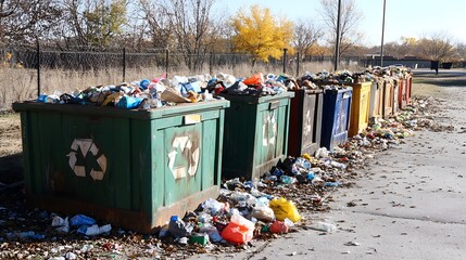 Residents disposing of waste in designated bins at a recycling center