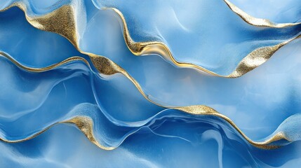 Blue ice design with luxurious gold sheets in Art Deco style