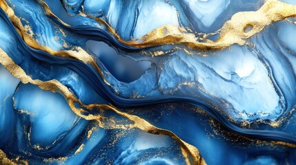 Blue ice design with luxurious gold sheets in Art Deco style