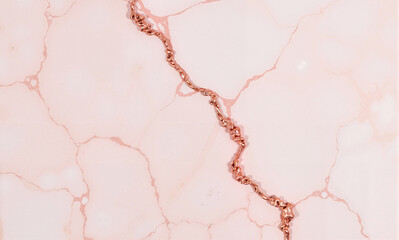 Rose gold marble slab with bold metallic vein