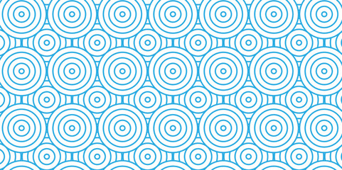 	
Abstract Overlapping Pattern. Seamless geometric ocean spiral pattern and abstract circle wave lines. blue seamless tile stripe geomatics create retro square line backdrop pattern background.