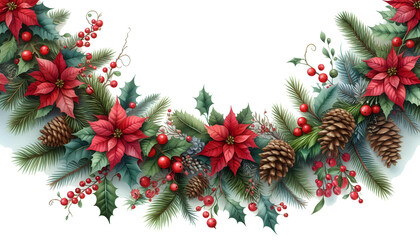 Festive Christmas Centerpiece with Poinsettia and Pine
