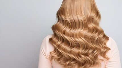 Captivating Wavy Blonde Hair of a Glamorous Woman on White Background