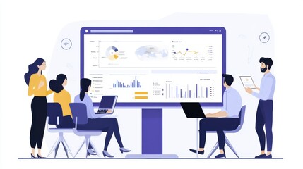 Fototapeta premium A business analyst showcasing a detailed dashboard that highlights sales metrics,