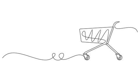 Trolley in line art style. Black friday vector elements.