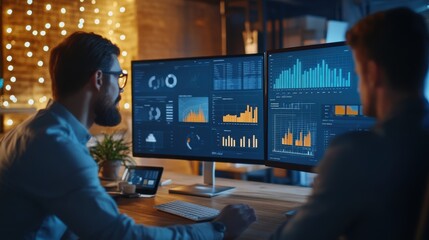 A collaborative workspace where a team is analyzing performance data and customer