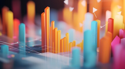 Obraz premium Abstract 3D Colorful Bar Chart Data Visualization. Illustration background for presentation and wallpaper
