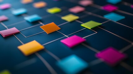 Colorful Sticky Notes on a Grid. Illustration background for presentation and wallpaper