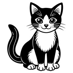 Fototapeta premium simple cute cat silhouette vector on a white background