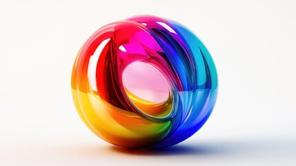 Rainbow-colored 3D balloon - 3D balloon with vivid rainbow colors, glossy surface and rounded, inflated design.