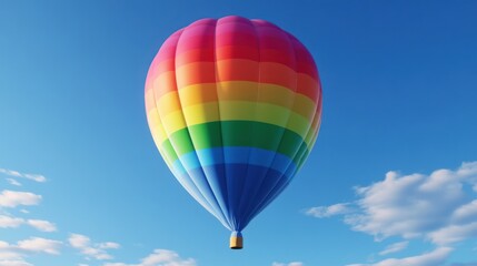 Naklejka premium Rainbow balloon 3D render - A 3D-rendered rainbow balloon with smooth, shiny surface and lifelike colors in vivid gradient.