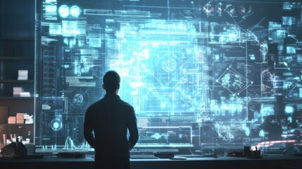 A programmer designing a new software feature, with UML diagrams and pseudocode