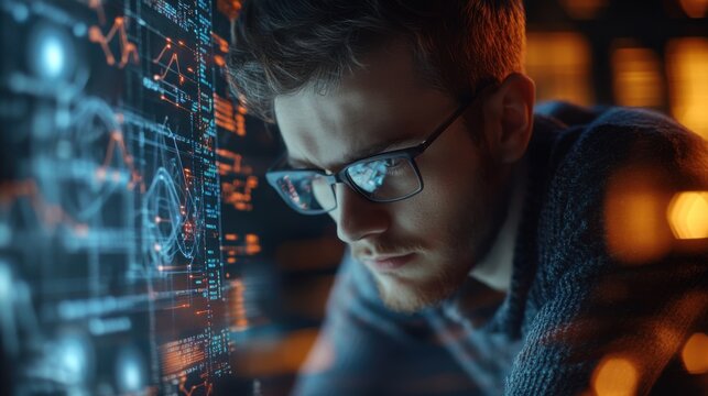 A programmer designing a new software feature, with UML diagrams and pseudocode