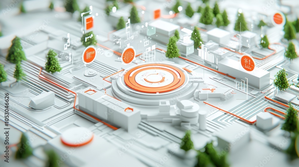 Poster exploring innovative creative workspaces a futuristic digital landscape of high-quality screens and 
