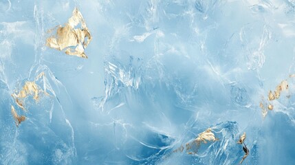 Seamless blue ice with luxurious gold foil details