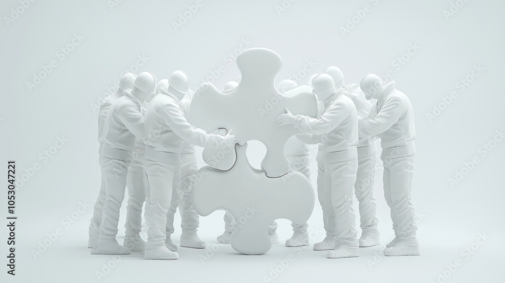 Aufkleber collaboration in action business team uniting to solve digital challenges with a puzzle piece approa
